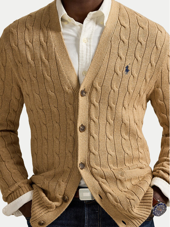 Кардиган regular fit 710890548006 Polo Ralph Lauren, бежевый — фото 4