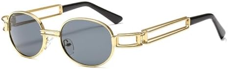 

Модные круглые солнцезащитные очки для женщин и мужчин в винтажном стиле с металлической оправой, в стиле стимпанк, солнцезащитные очки UV400 для мужчин MTZJH, C1 Gold-brown