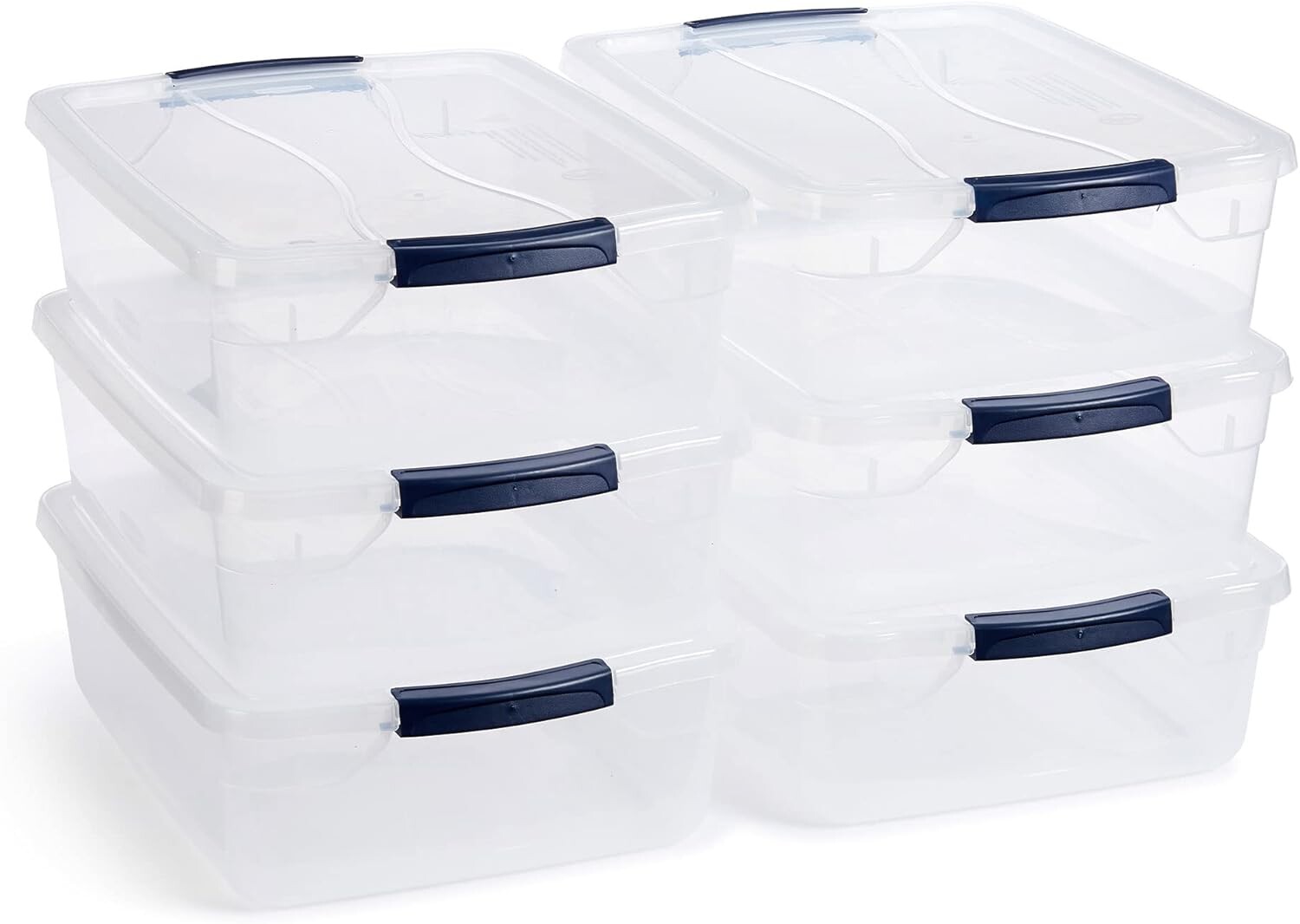 

Rubbermaid Cleverstore Clear, 16 квартов, упаковка из 6 штук, сделано в США, штабелируемые прозрачные контейнеры для хранения с крышками, прозрачное пластиковое хранилище, с защелкивающимися крышками, без BPA, Clear