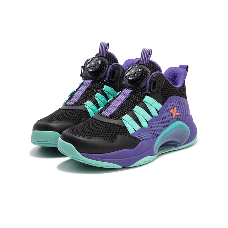 Детские баскетбольные кроссовки GS Low-top Black/UV Light Xtep, черный — фото 2