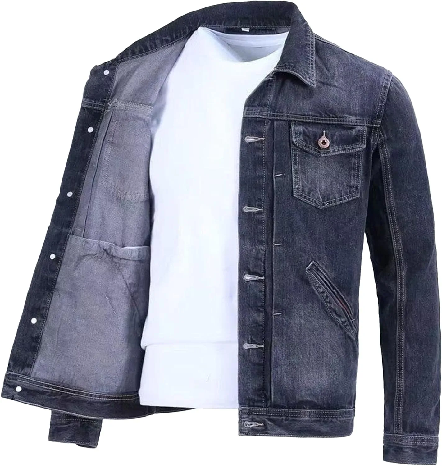 Мужская куртка джинсовая ретро винтаж Regular Fit Trucker Generic, черный