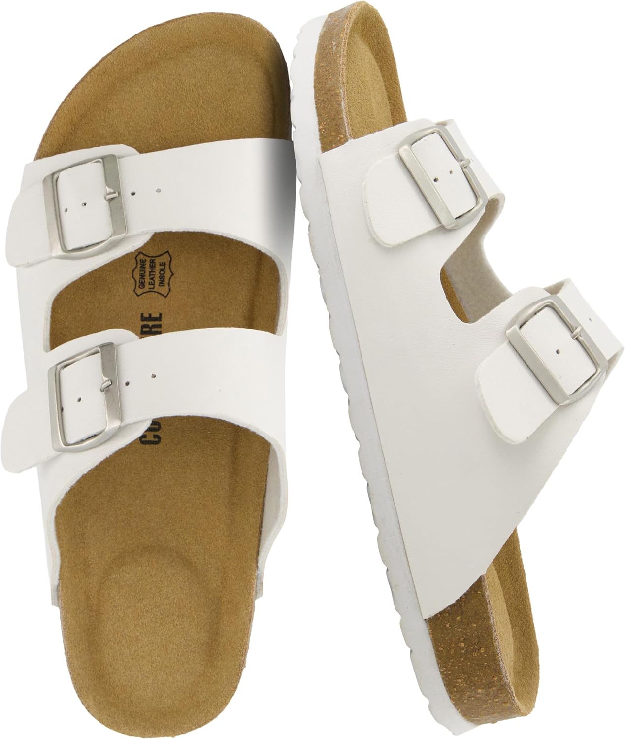 

Мужские сандалии CUSHIONAIRE Lane с пробковой стелькой, регулируемые с пряжкой, комфортные шлепанцы, стелька из натуральной кожи, летняя обувь для мужчин, белый