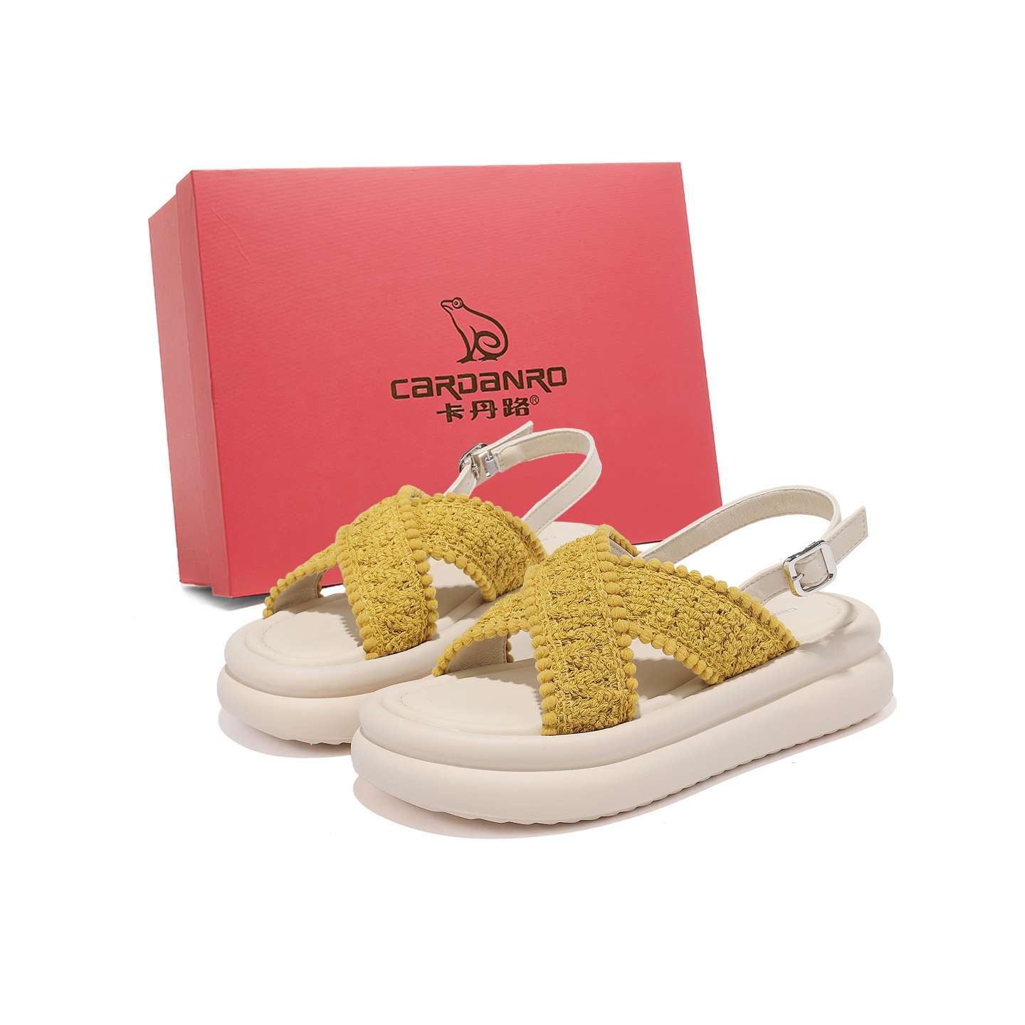 CARDANRO Женские сандалии на одной застежке бежевые, цвет Beige — фото 4