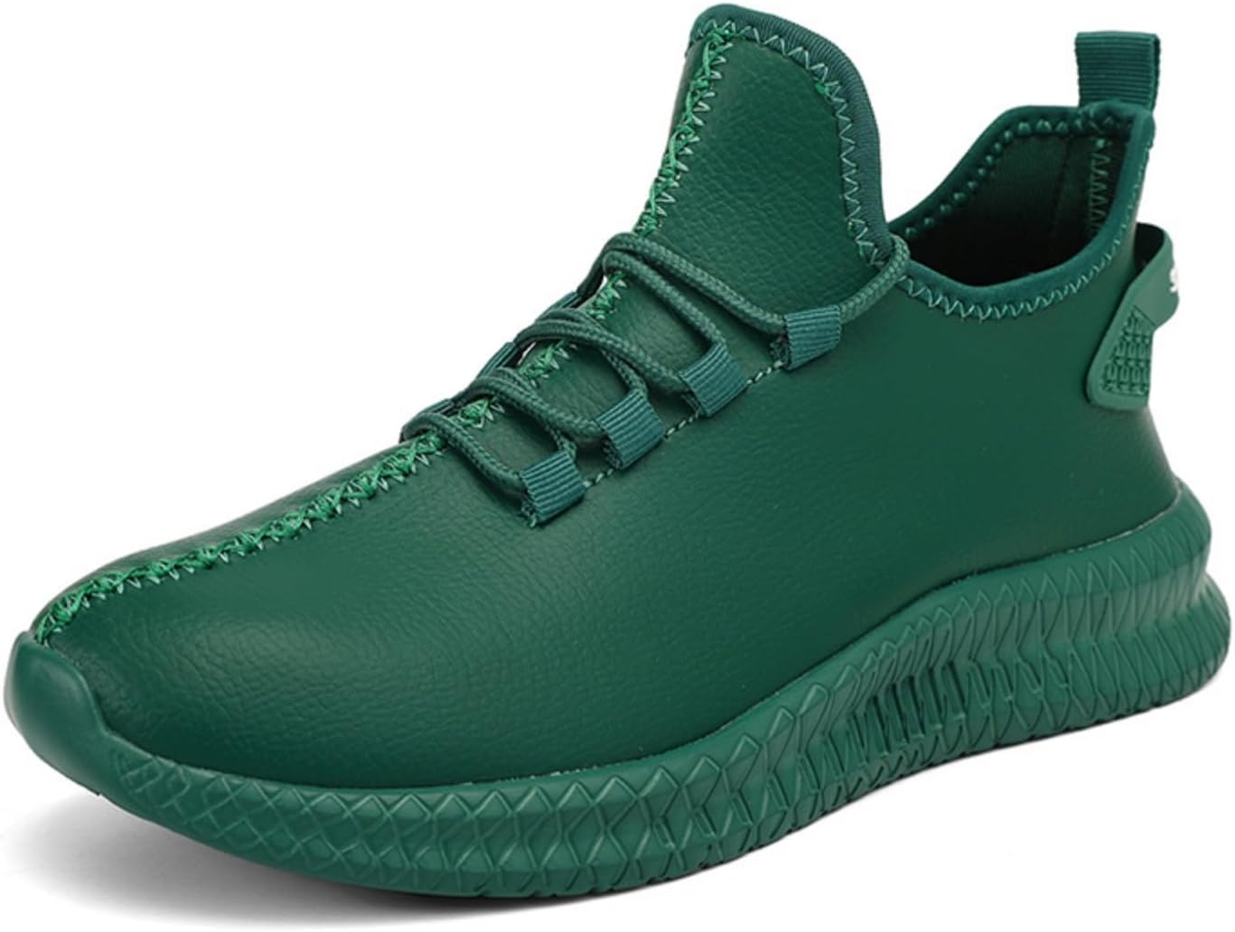 

Мужские повседневные кожаные кроссовки с амортизирующей стелькой и противоскользящей геометрической подошвой для ежедневной носки, легкие и удобные спортивные обувь для легких видов спорта Kelibasi, зеленый