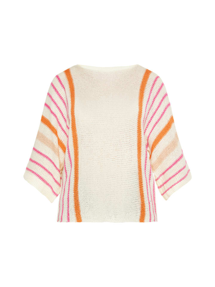 

Женский свитер кремового цвета с разноцветными вставками usha FESTIVAL