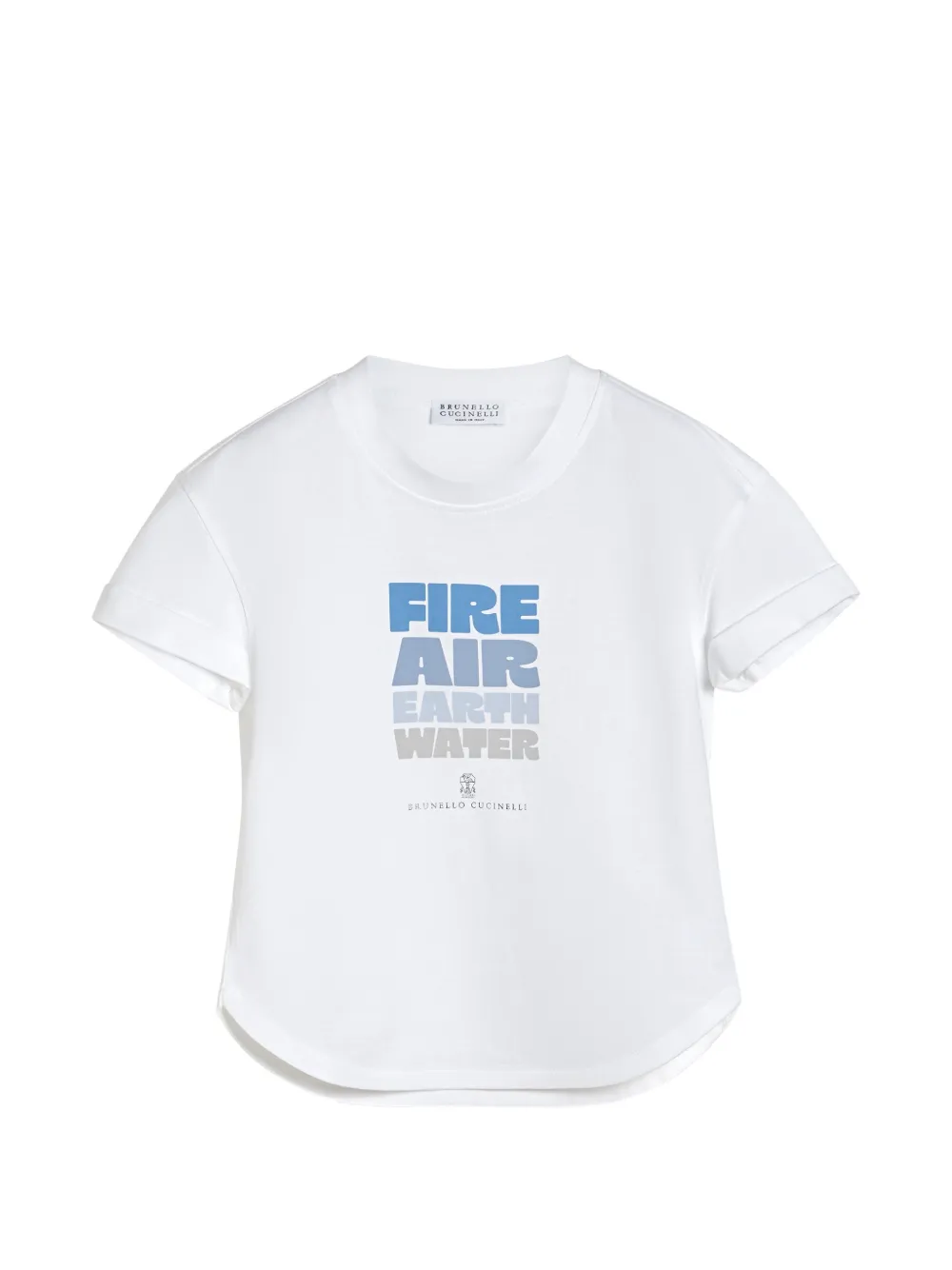 

Футболка из хлопкового джерси с принтом Brunello Cucinelli Kids, белый