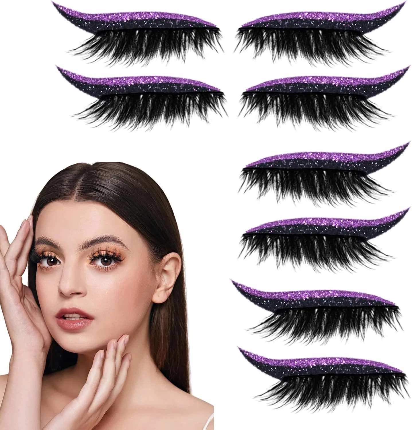 Многоразовые накладные ресницы Strap Lash 4 шт, фиолетовые