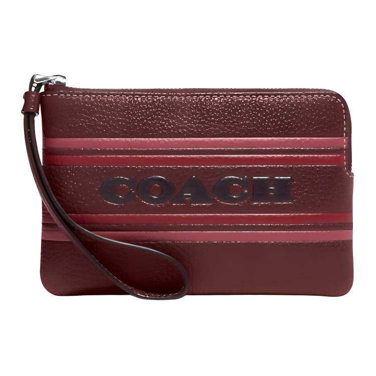 

COACH Кожаный клатч на молнии с угловой застежкой для женщин темно-коричневый
