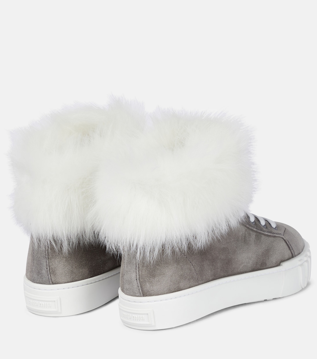 Замшевые кроссовки с овчиной внутри Miu Miu, Ghiaia+Naturale — фото 3