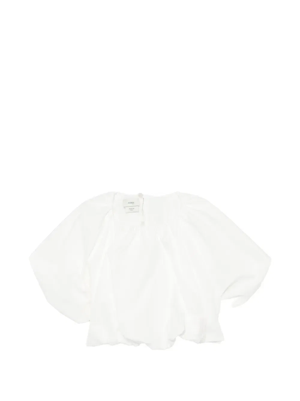 Укороченный топ с объемными рукавами Fendi Kids, белый