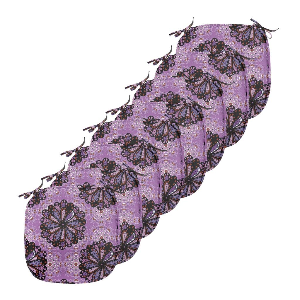 

Подушки на обеденный стул ABAKUHAUS Purple Mandala, винтажный бохо, декоративная водонепроницаемая подушка с ремнями для кухонных сидений, 40 см x 40 см — упаковка из 8 шт., черно-фиолетовое красное дерево