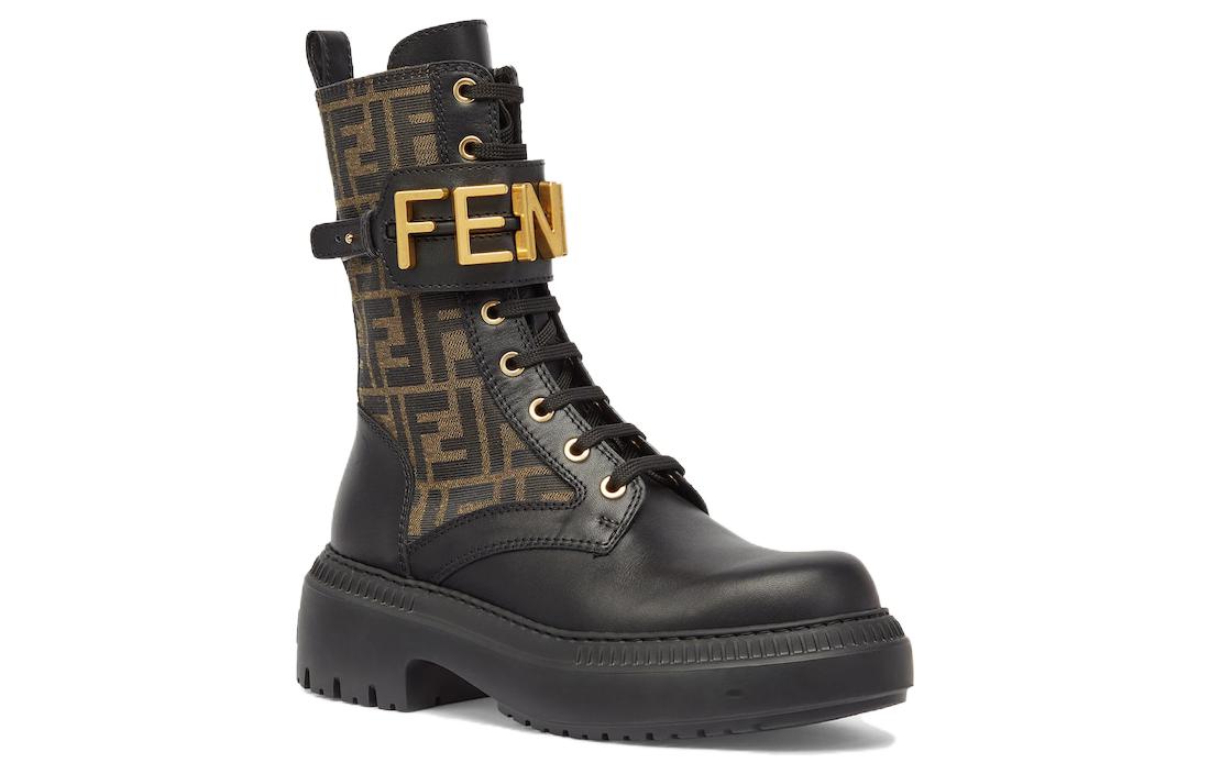 Графи Байкер Ботинки Женские FENDI, Тёмно-коричневый — фото 4
