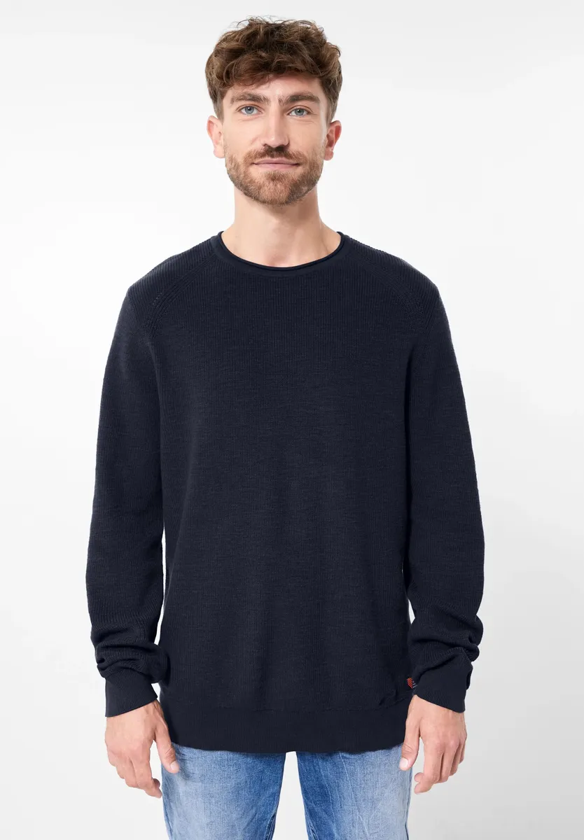 

STREET ONE МУЖСКОЙ свитер с круглым вырезом, базовый фасон Street One Men, синий