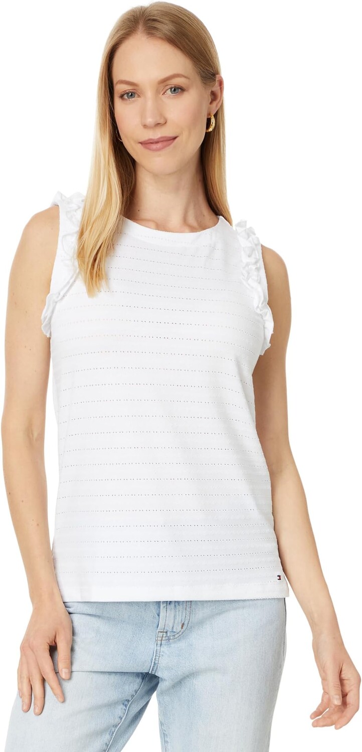 

Топ Tommy Hilfiger Sleeveless Ruffle Tank, цвет Bright White