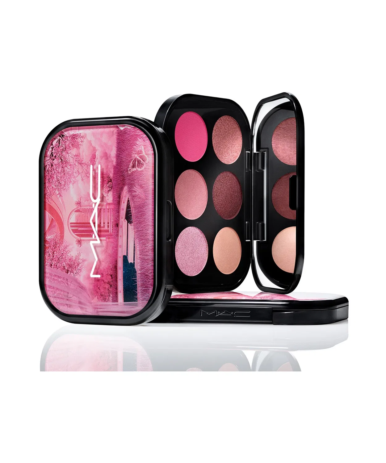 Тени для век 6-цветная палитра MAC Connect in Color Rose Lens, розовые оттенки