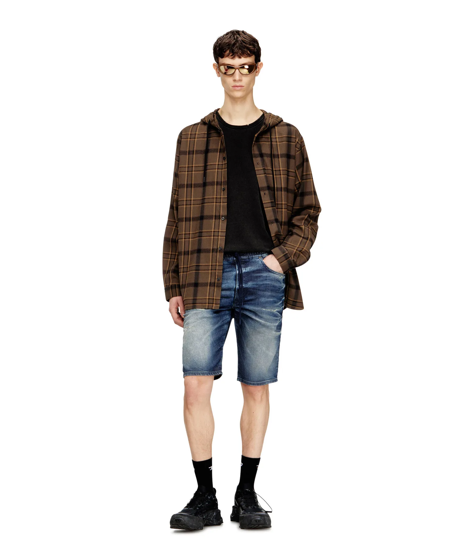 Мужские джинсовые шорты D-KROOLEY-SHORT JOGG DIESEL тёмно-синие — фото 2
