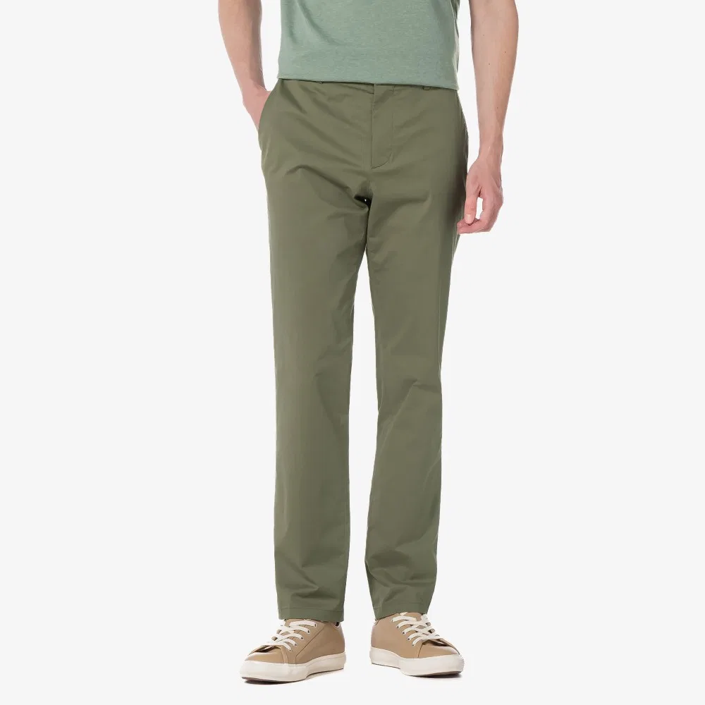 Мужские брюки чинос зауженного кроя цвета хаки от Lacoste — фото 3