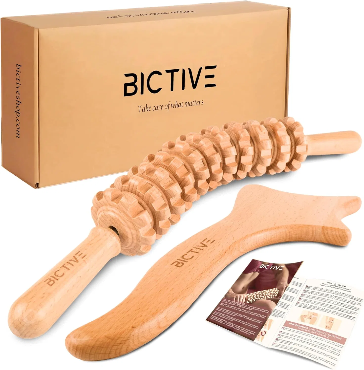 Деревянный массажер для фасций и лимфодренажа Bictive