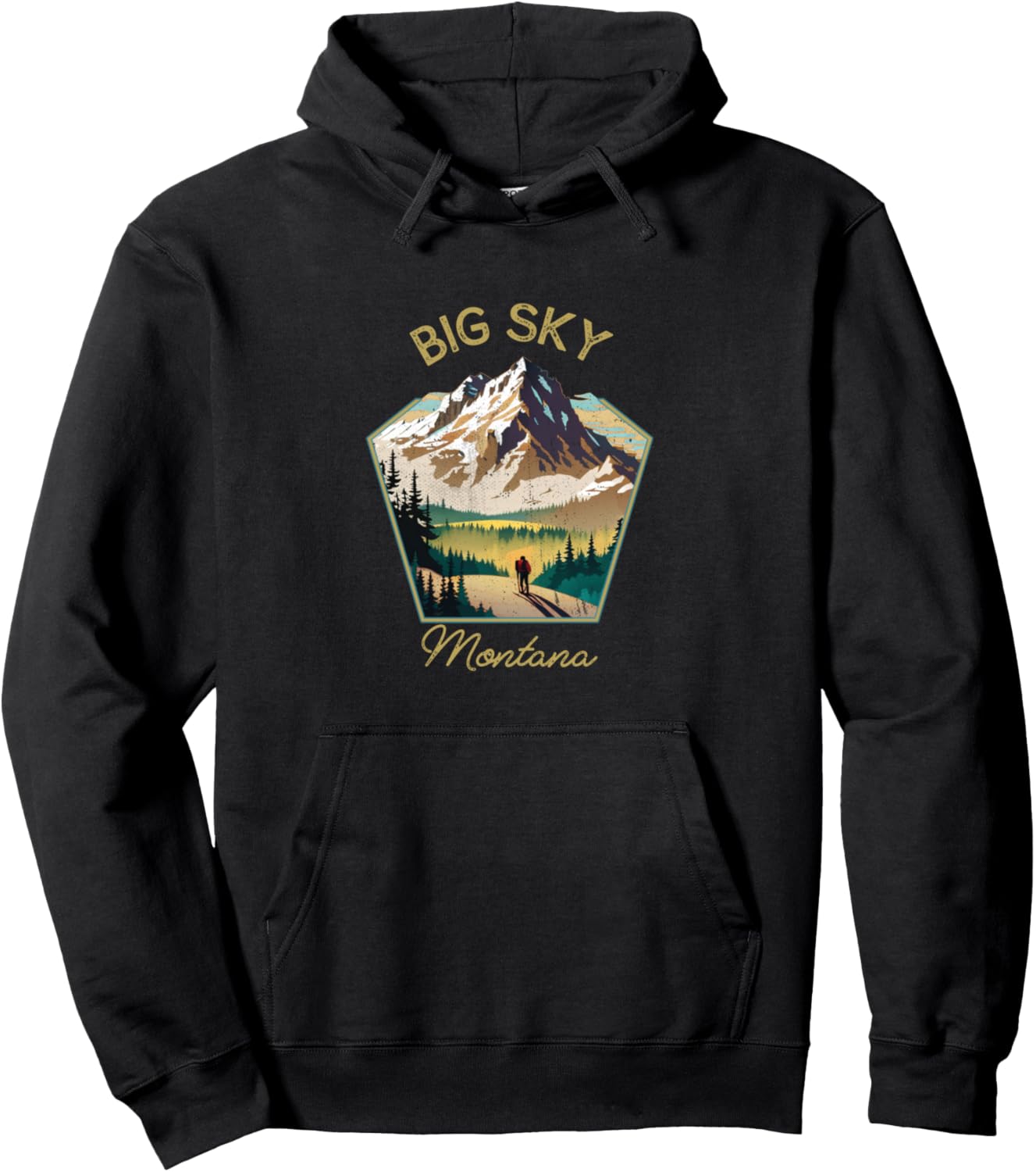 

Толстовка в стиле ретро от Big Sky - сувенирная толстовка Big Sky Big Sky Montana Hiking Clothes Co., черный