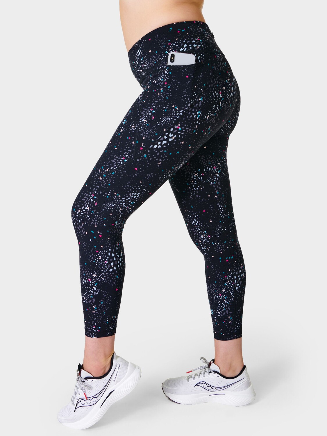 

Леггинсы для спортзала Power 7/8 Sweaty Betty, серый гибридный геопринт