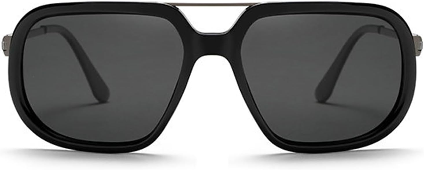 

Модные солнцезащитные очки COTIA в стиле «пилот» для женщин и мужчин, ретро-поляризованные солнцезащитные очки с двойной перемычкой, квадратной формой, стильные спортивные и пляжные очки, Black