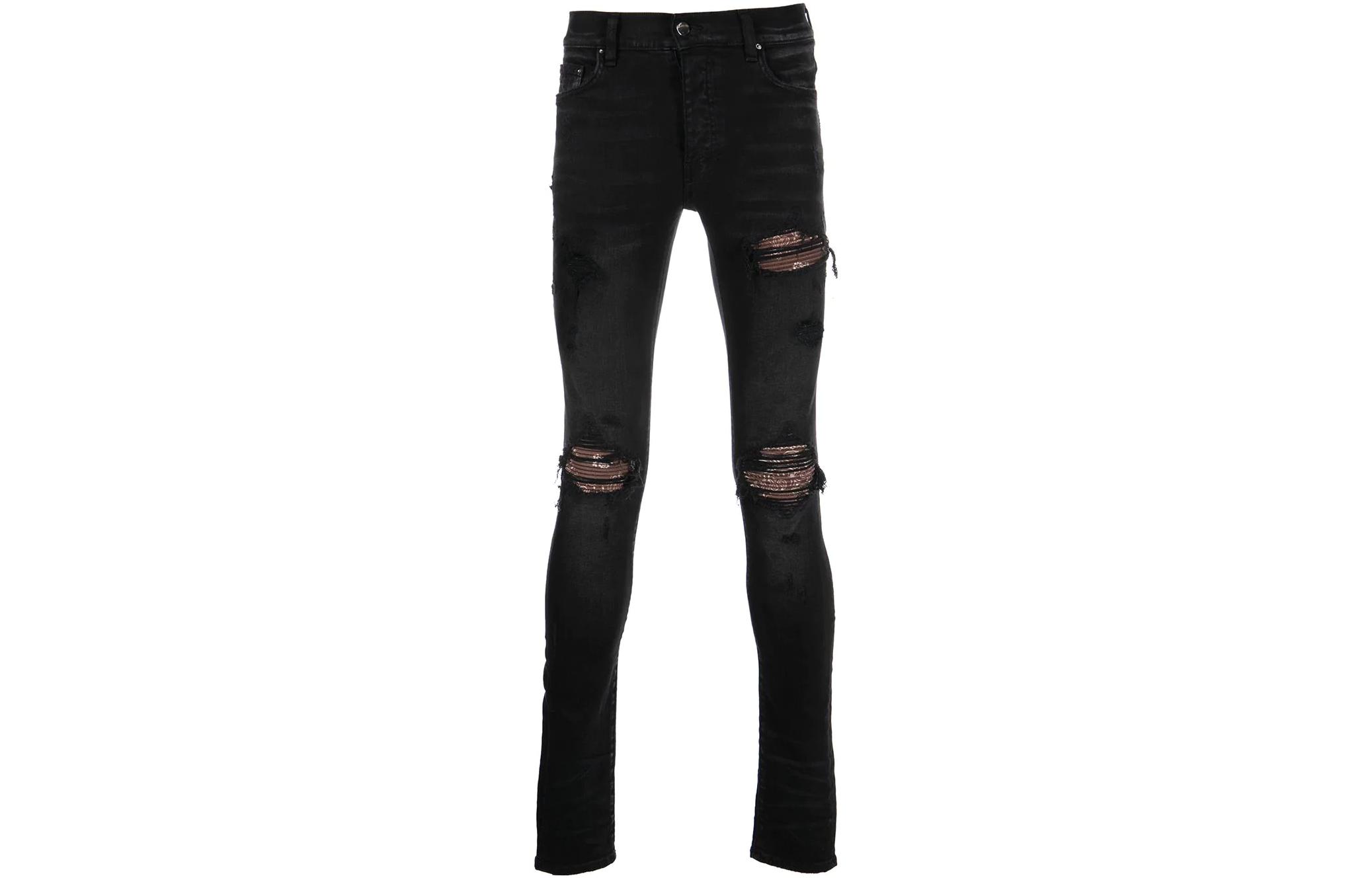 

Джинсы MX1 Bandana Skinny Fit с рваными краями AMIRI, черный