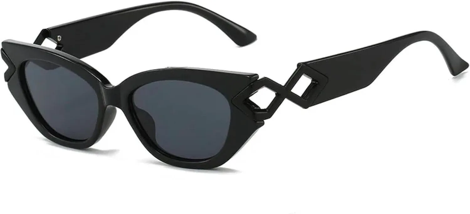 

Модные солнцезащитные очки «кошачий глаз» с градиентными линзами, оправой в виде скрепки, роскошным декором, защитой от УФ-излучения UV400 TKKTLLT, Black Black Gray