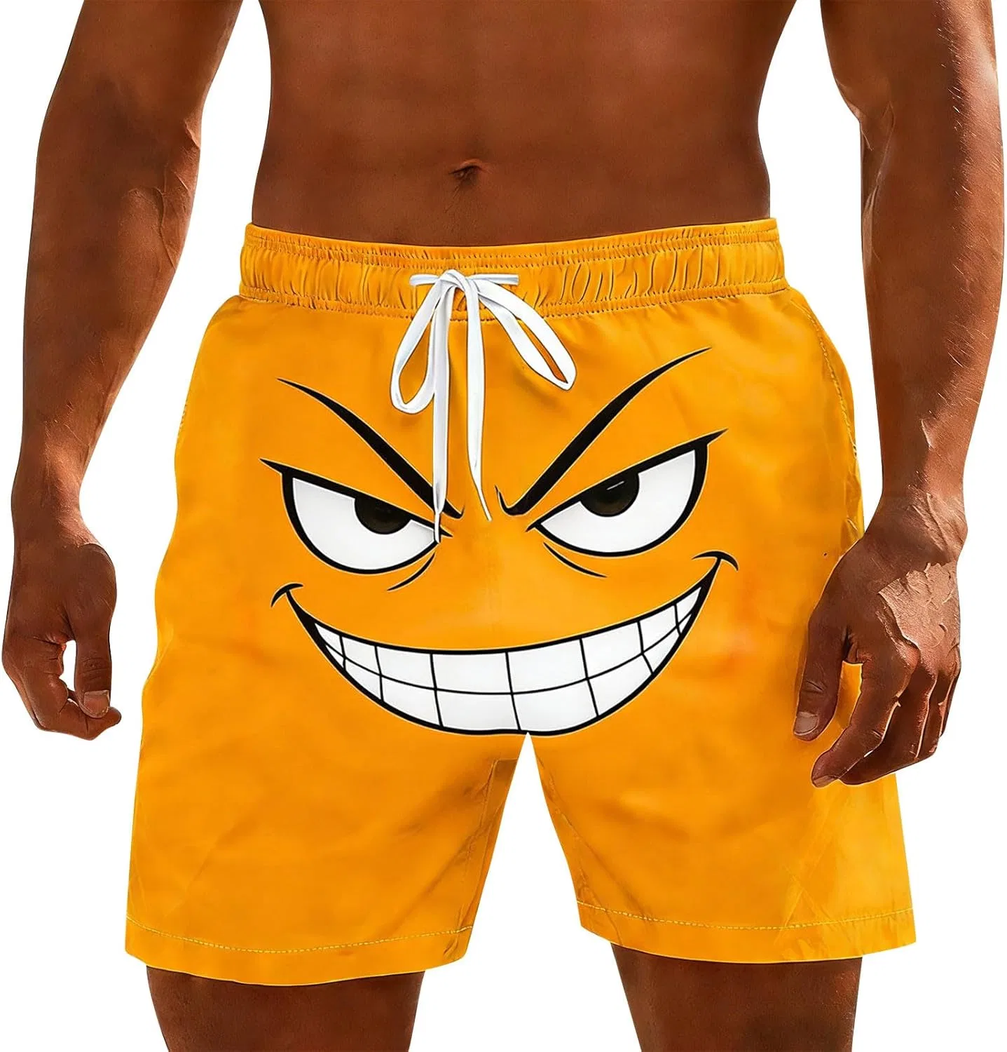 Шорты с графическим принтом, Polyester/Spandex, Yellow#10