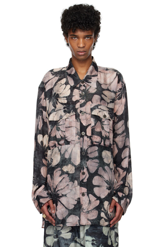 

Серо-розовая шелковая рубашка Dries Van Noten