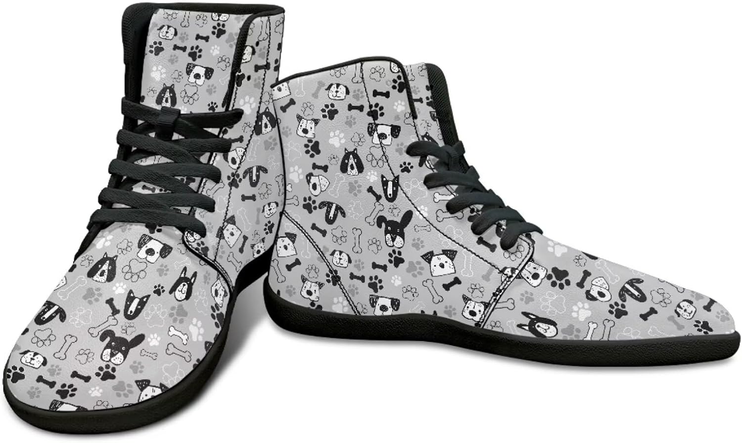 

Высокие кроссовки без подъема пятки с принтом лап собак - беговые кроссовки из искусственной кожи, мужские многоцветные повседневные спортивные кроссовки Watdotory, Cartoon Puppy Patterns