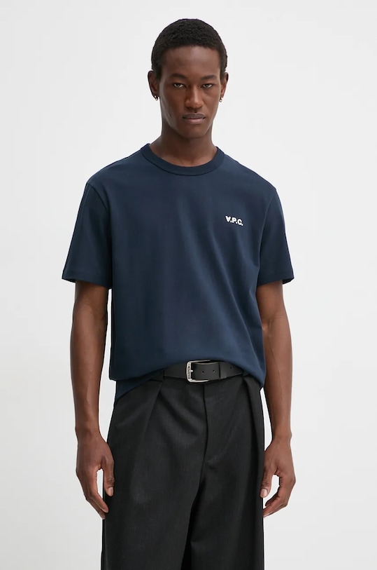 

Хлопковая футболка boxy petit vpc A.P.C., темно-синий
