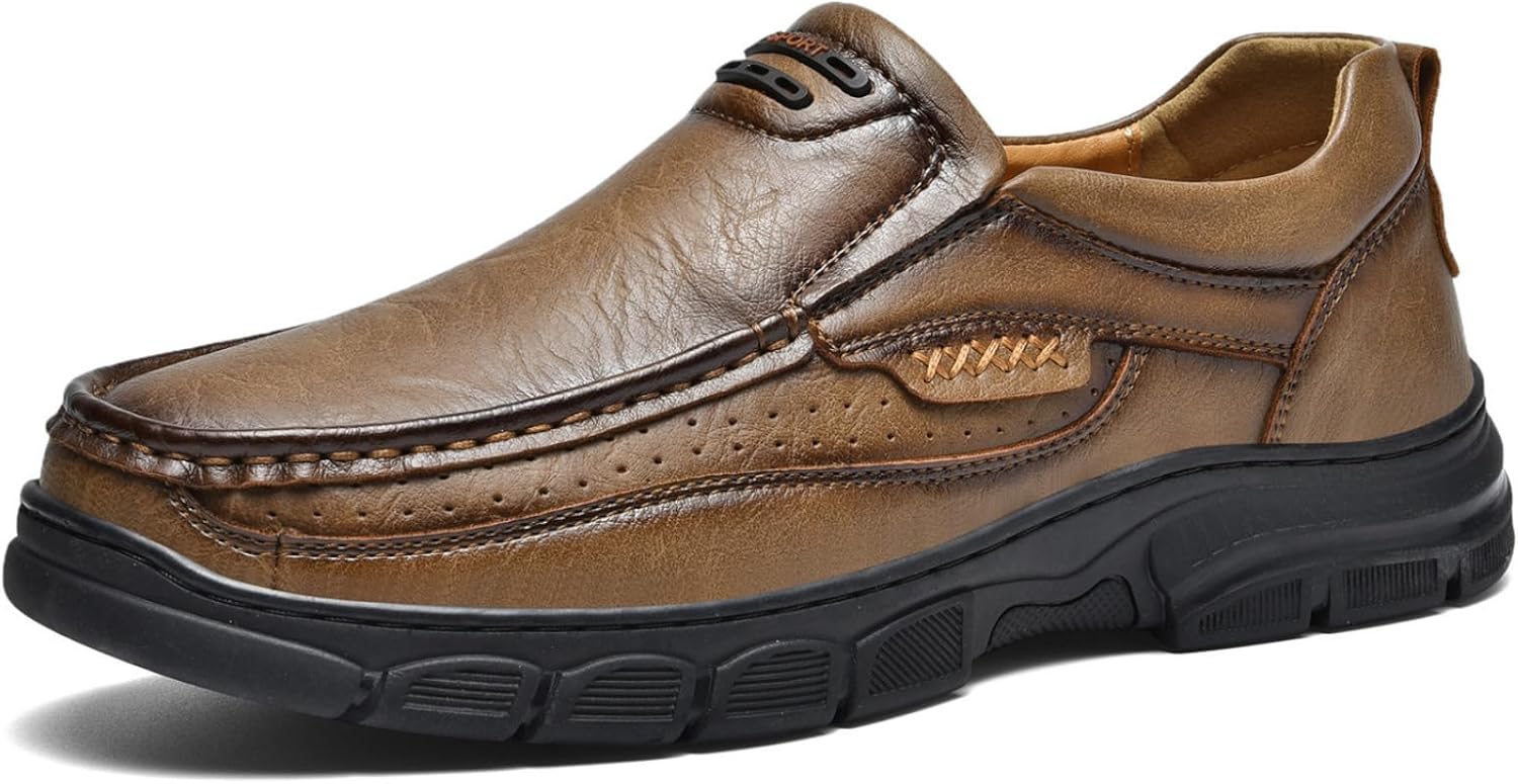 

Мужские модные лоферы из коровьей кожи без шнурков, повседневные, ретро, мягкая толста подошва, удобные, нескользящие, дышащие, деловые оксфорды, легкая обувь для улицы и работы Neuugo, желтый