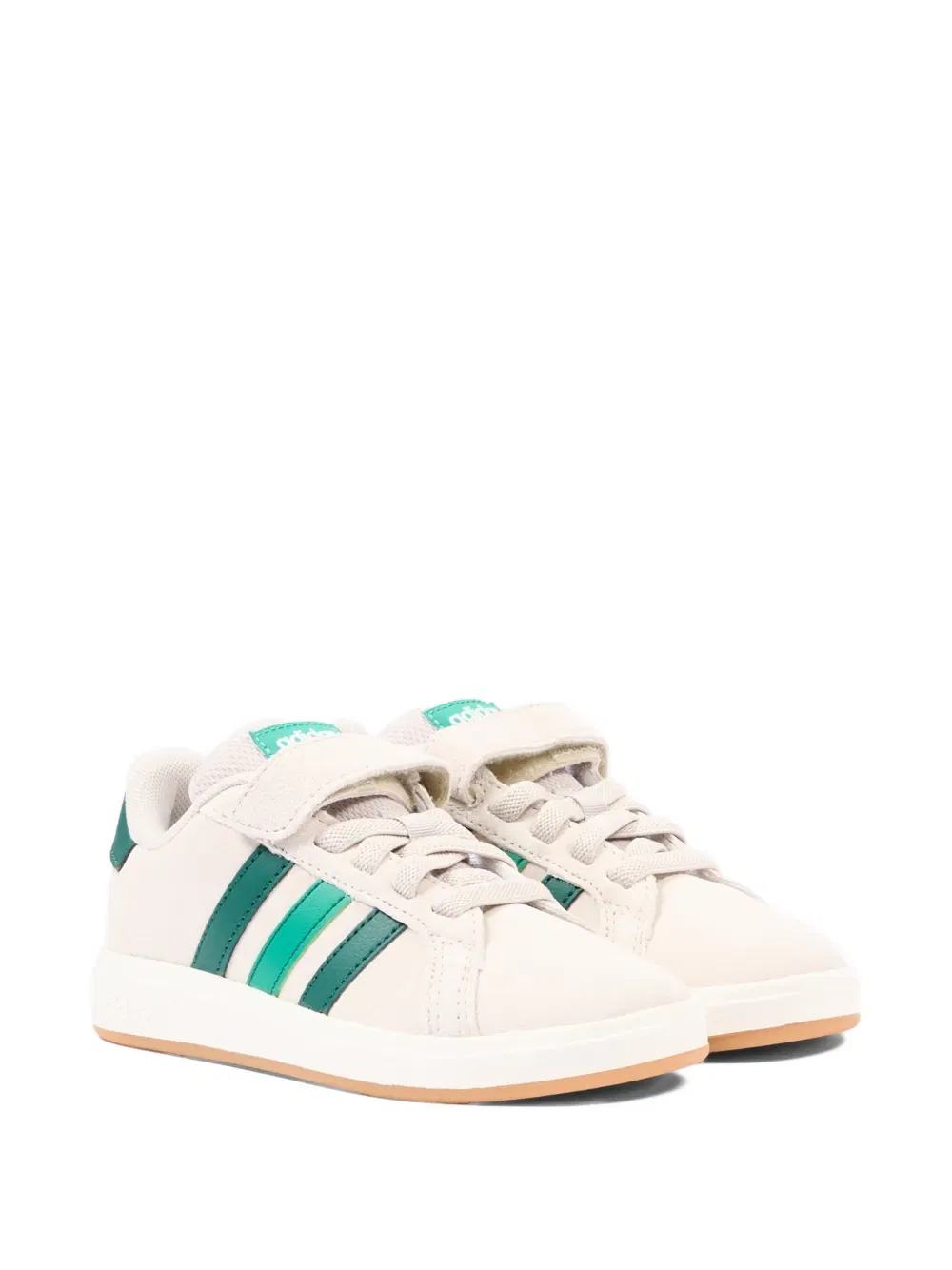 Кроссовки из кожи в полоску с ремешком на липучке Adidas Kids, нейтральный