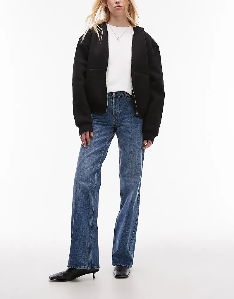 

Высокие джинсы Ember с низкой посадкой, средне-синего цвета Topshop