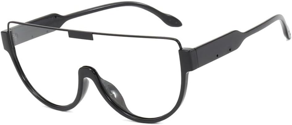 

Модные цельные солнцезащитные очки большого размера для женщин и мужчин, винтажная овальная металлическая оправа, трендовые очки с защитой от УФ-излучения UV400 TKKTLLT, Black Clear