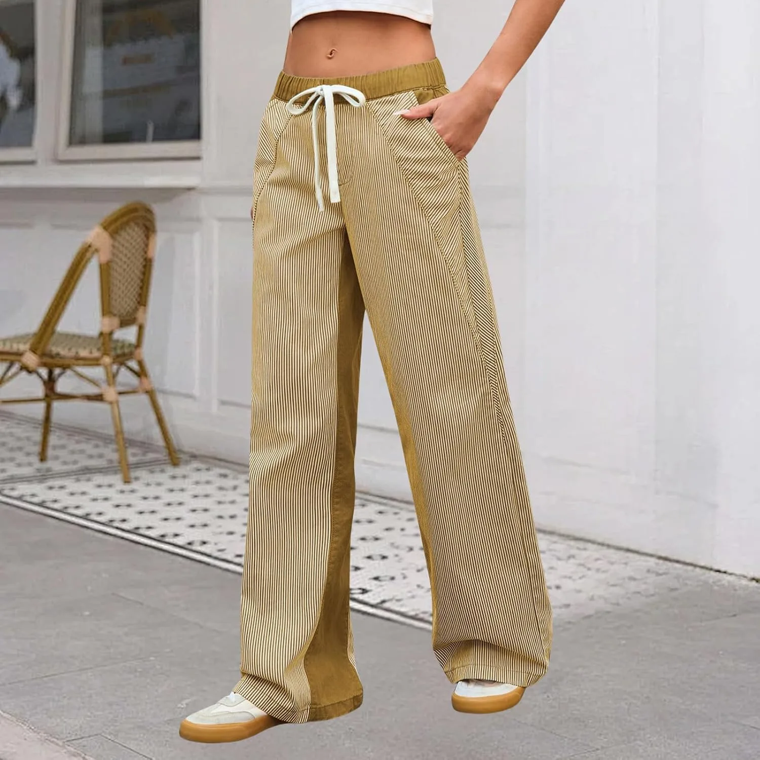 Брюки Barrel Jeans Women, низкая посадка, полосатые, широкие — фото 3