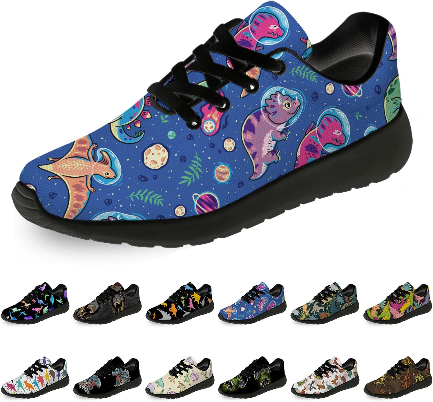 

Кроссовки Horethy Dinosaur для женщин и мужчин, для бега, ходьбы, тенниса, подарок для мальчиков и девочек, синий