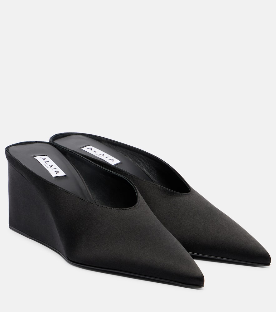 Квадратные мюлены на платформе 75 мм сатиновые Alaïa, Noir