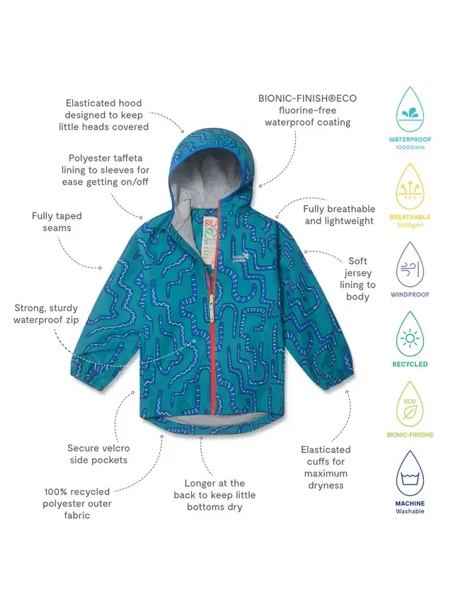 Детская водонепроницаемая куртка EcoLight Snake, зеленая змеиная Muddy Puddles — фото 3
