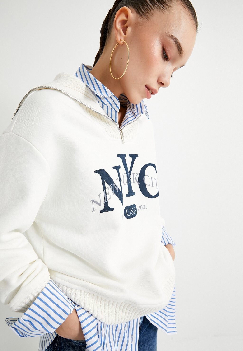 

Толстовка HALF ZIPPER Koton, белый