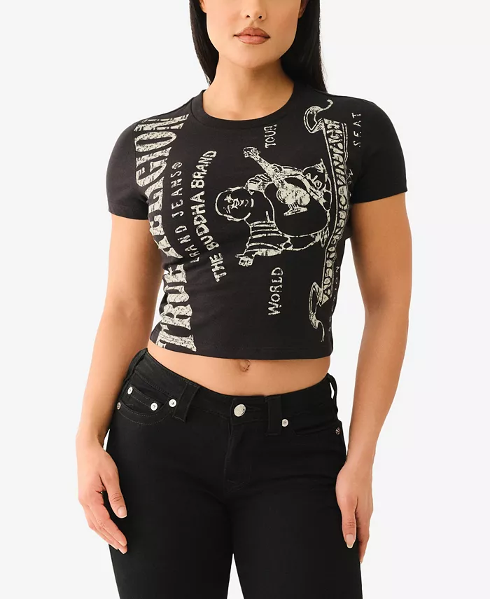

Женская футболка SS Heritage Logo Baby Crewneck True Religion, черный
