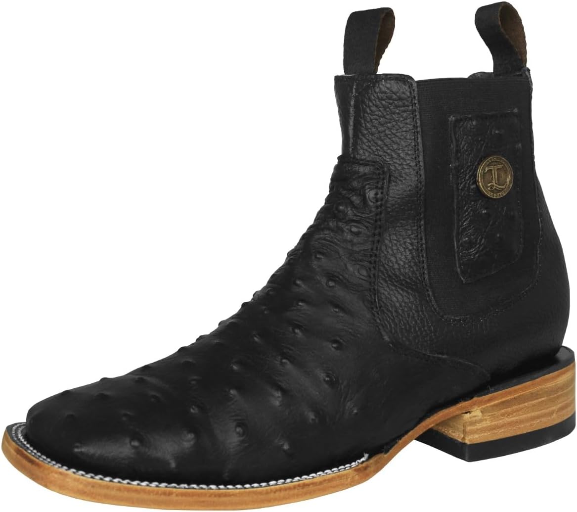 

Мужские черные ботинки челси Texas Legacy из кожи с страусиным принтом, в стиле вестерн, с квадратным носком