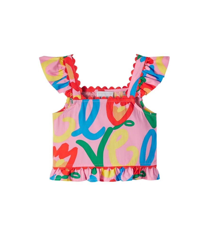 Топ с принтом и оборками Stella McCartney Kids, розовый