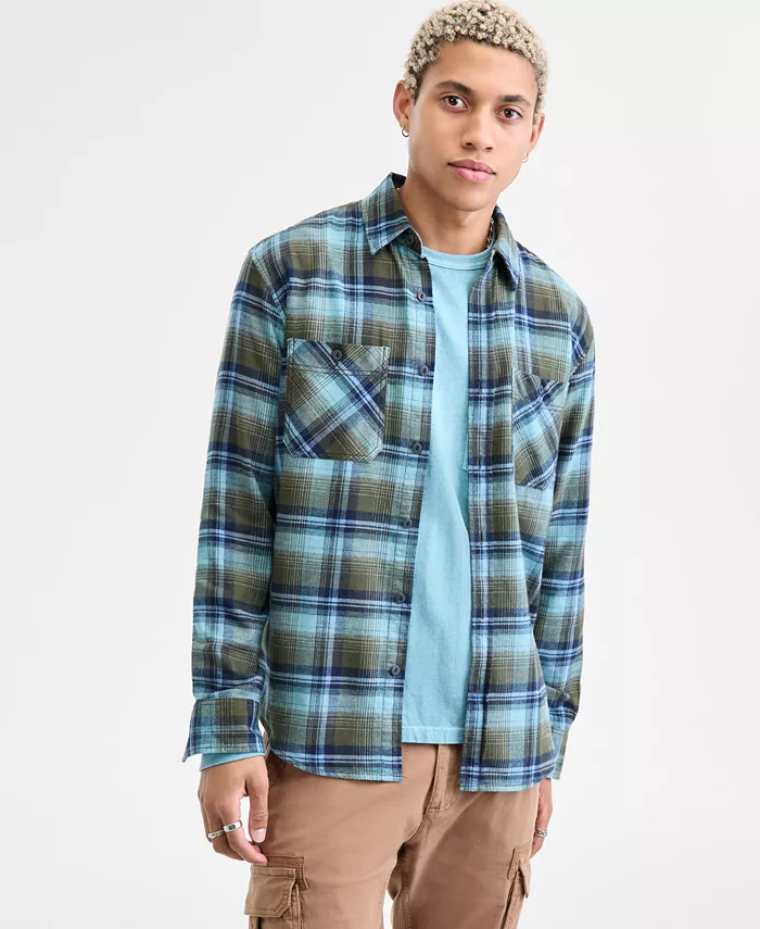 

Мужская фланелевая рубашка Wade с длинным рукавом в клетку Sun + Stone, зеленый