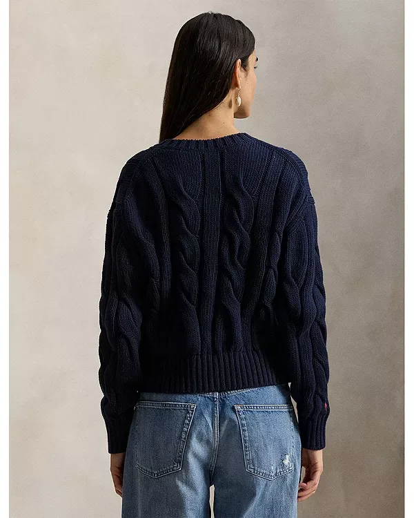 Кардиган с круглым вырезом и косами Ralph Lauren, Blue — фото 3