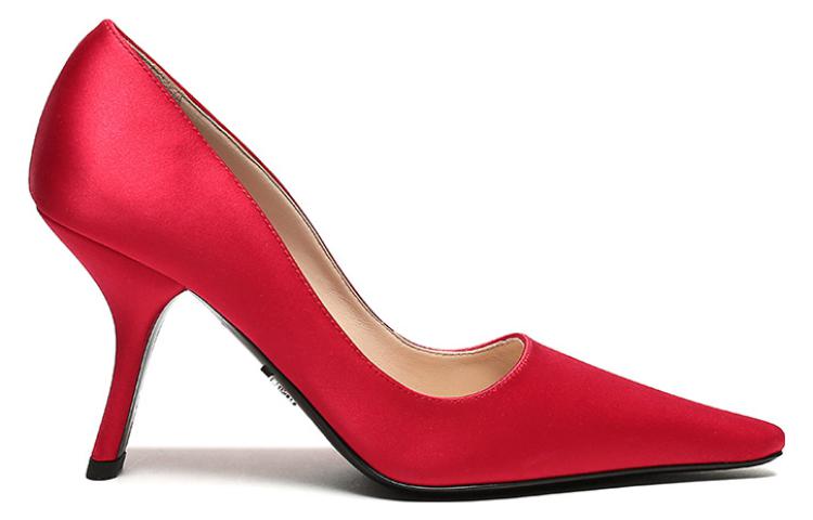 Женские туфли-лодочки 'Огненно-красные' из сатина PRADA — фото 3