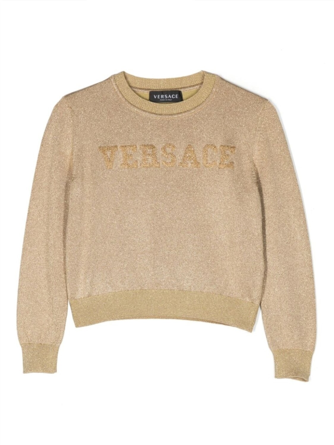 

Versace Kids джемпер с эффектом металлик и вышитым логотипом, золотистый, Желтый, Versace Kids джемпер с эффектом металлик и вышитым логотипом, золотистый