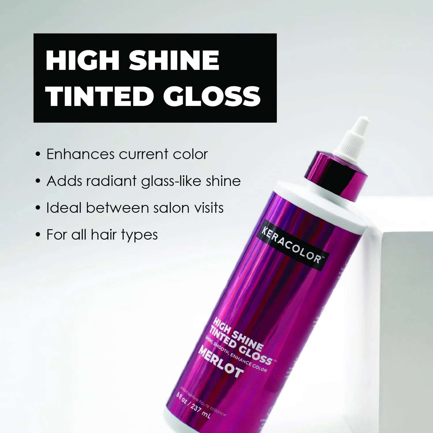 Тонирующий блеск для волос Keracolor High Shine, для использования в душе, полупрозрачное средство для усиления цвета, цвет «Мерло», 8 жидких унций., Merlot — фото 2