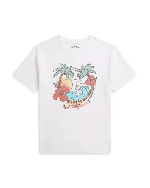 Футболка из хлопкового трикотажа с принтом - для детей постарше Ralph Lauren, White