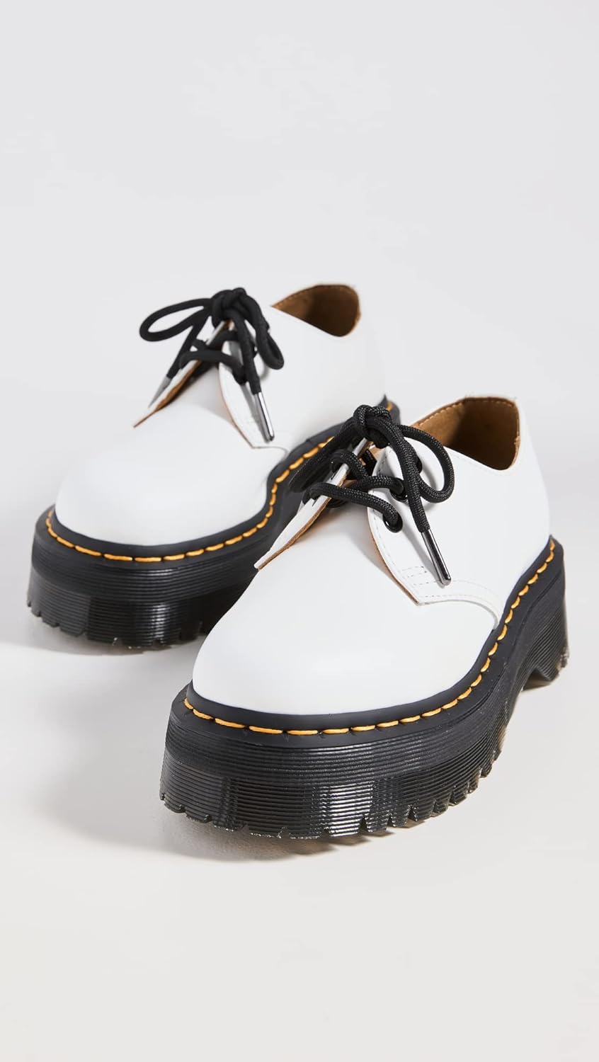 Dr. Martens unisex-adult womens 1461 Smooth Leather Shoes, White Polished Smooth — фото 4